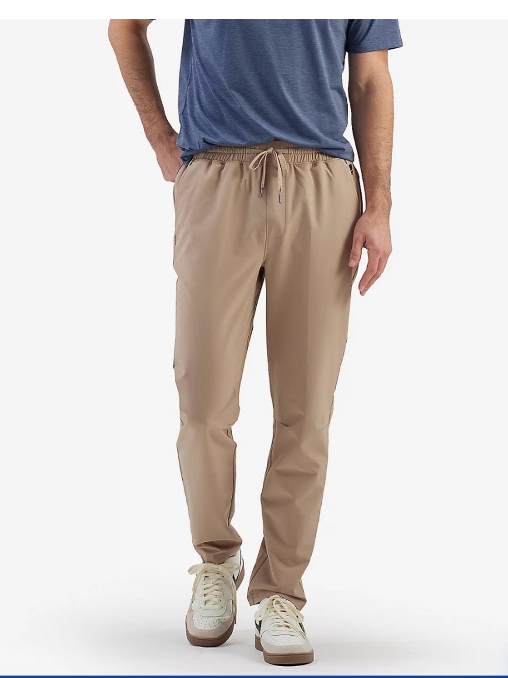 Right Of Way Jogger Pants Mens Size Medium Beige Drawstring Casual Stretch